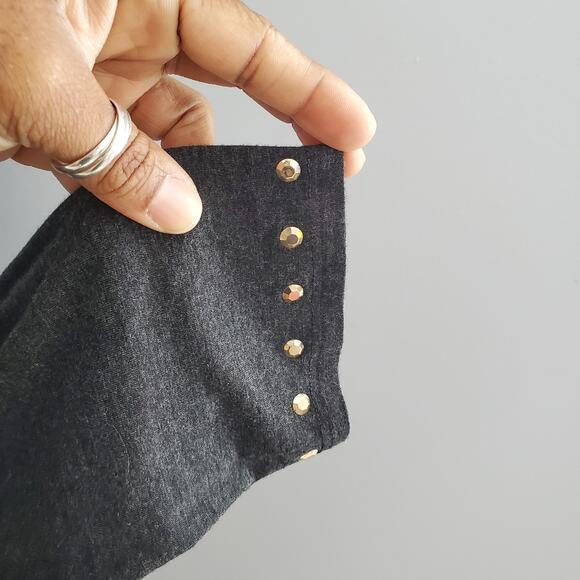 Belldini Gray Gold Shoulder Long Sleeve Studded Top XL - Picture 4 of 7